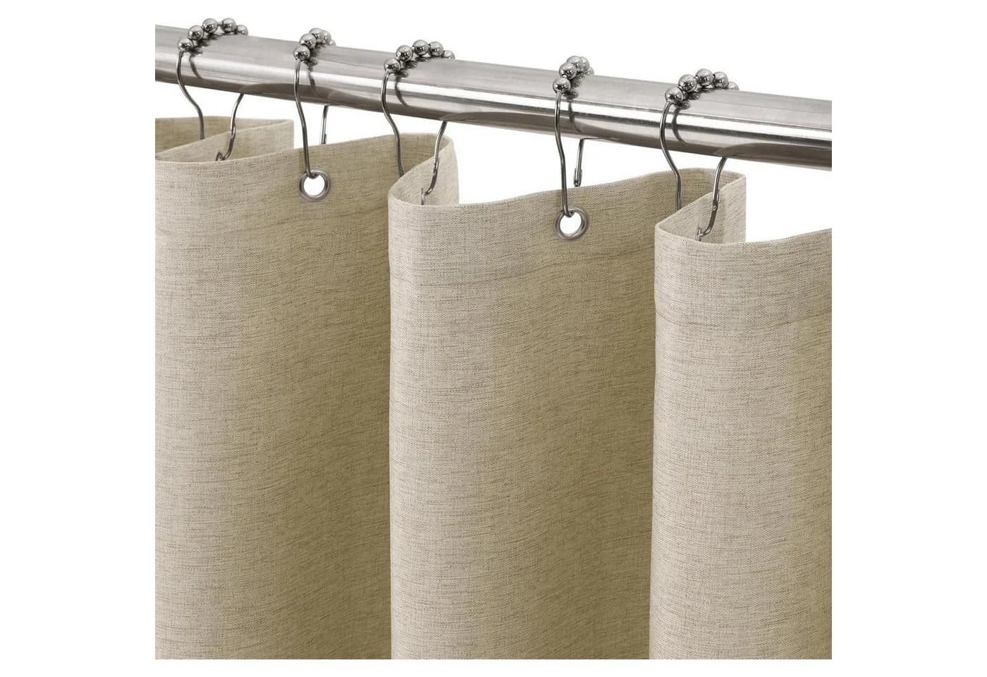 LuxusKollektion Duschvorhang Taupe Leinen-Look mit Metallringen - Bild 2