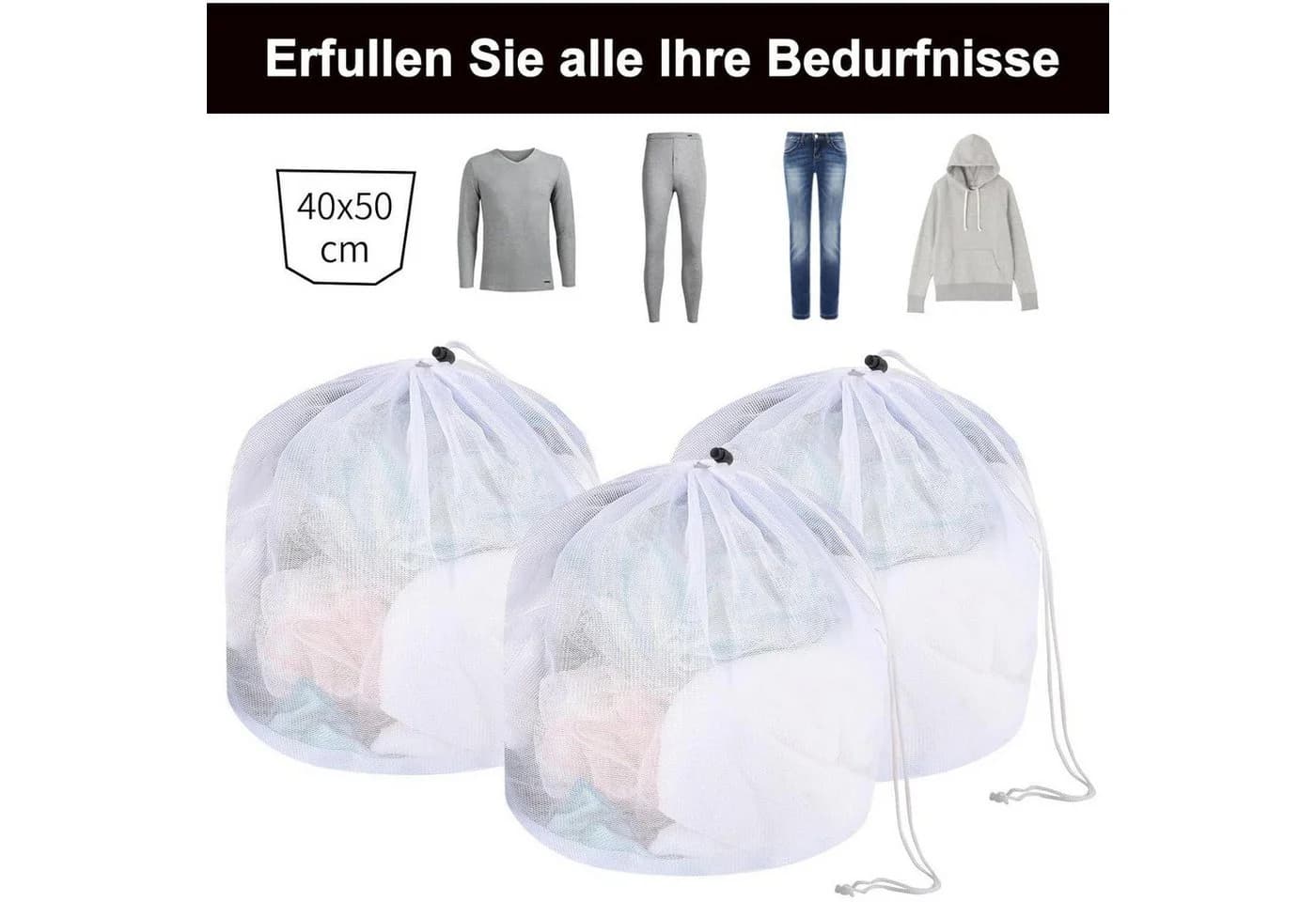 LuxusKollektion Wäschenetz 3er-Set mit Kordelstopper