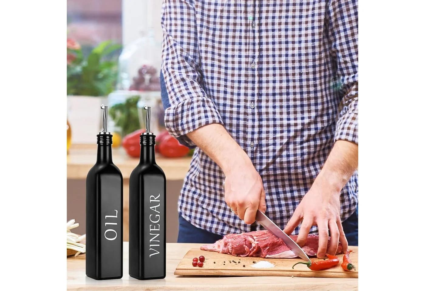 LuxusKollektion Ölspender 2er Set Schwarz Glas 500ml mit Caddy - Bild 5