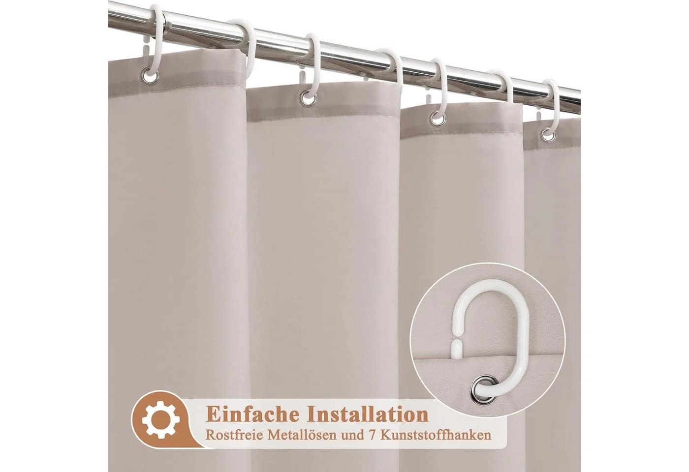 LuxusKollektion Duschvorhang Sandfarben Wasserdicht Polyester