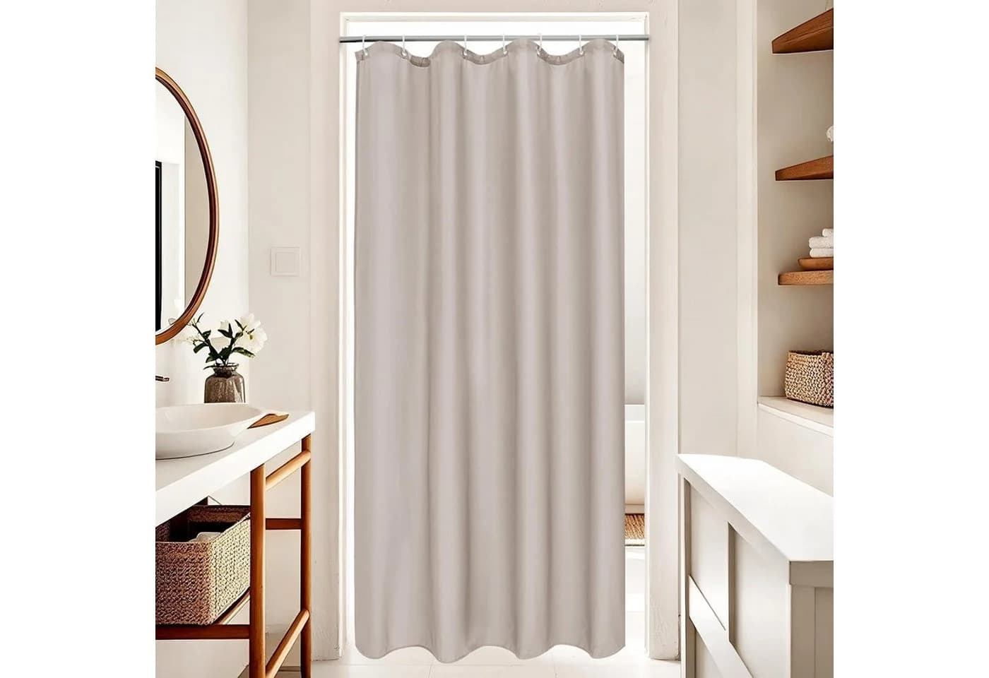 LuxusKollektion Duschvorhang Sandfarben Wasserdicht Polyester - Bild 2