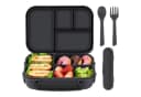 Lunchbox Kinder 1200ml 4 Fächer Dunkelgrau mit Besteck BPA-frei Bild 2