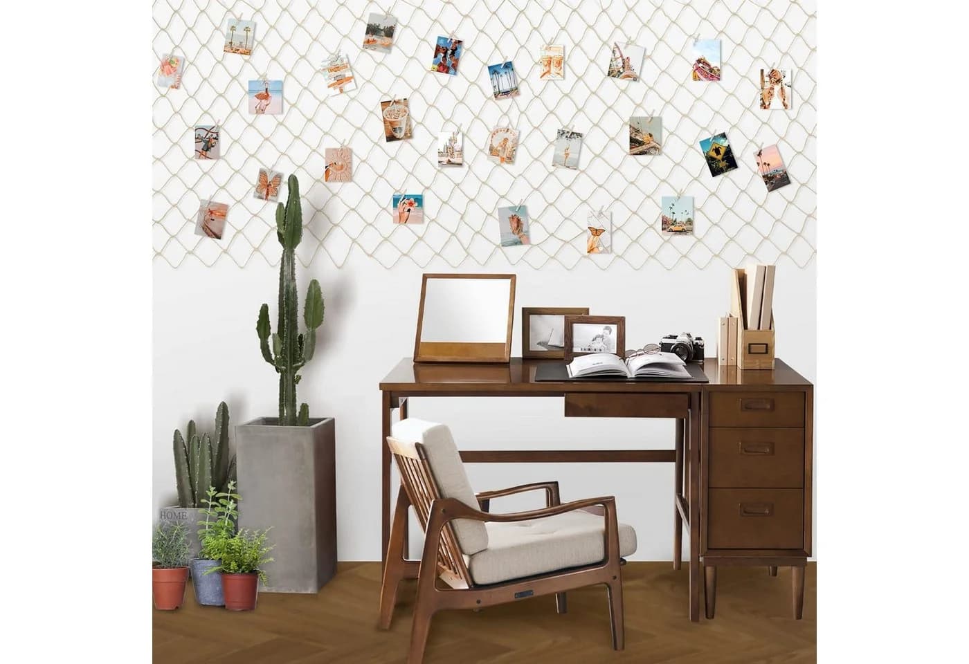 LuxusKollektion Fotonetz Deko Fotowand 150 x 120 cm Beige Baumwolle