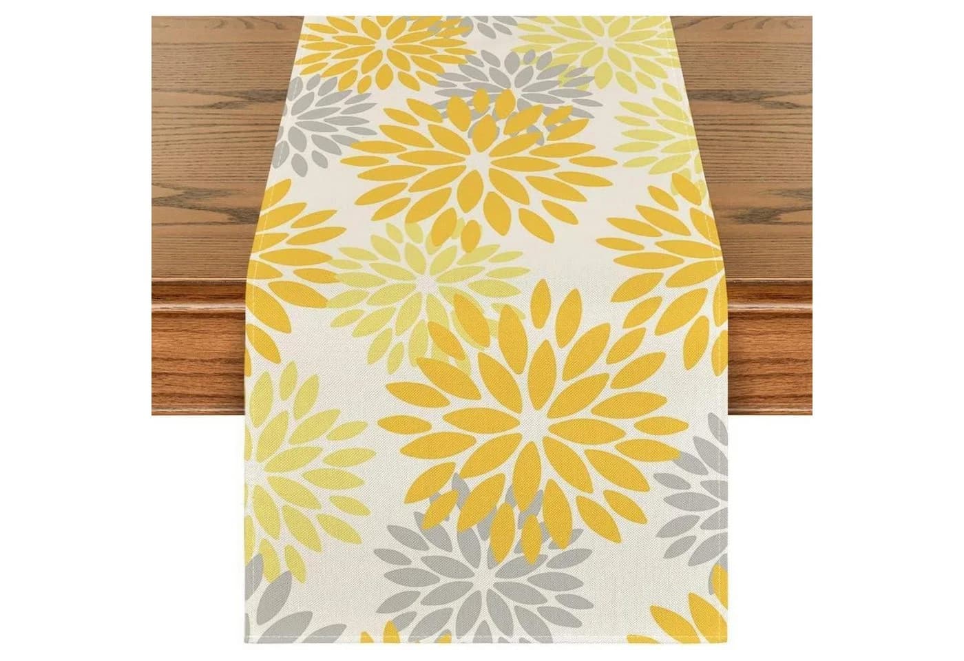 LuxusKollektion Tischläufer Gelb Dahlien Blumen Muster 40x100 cm - Bild 2