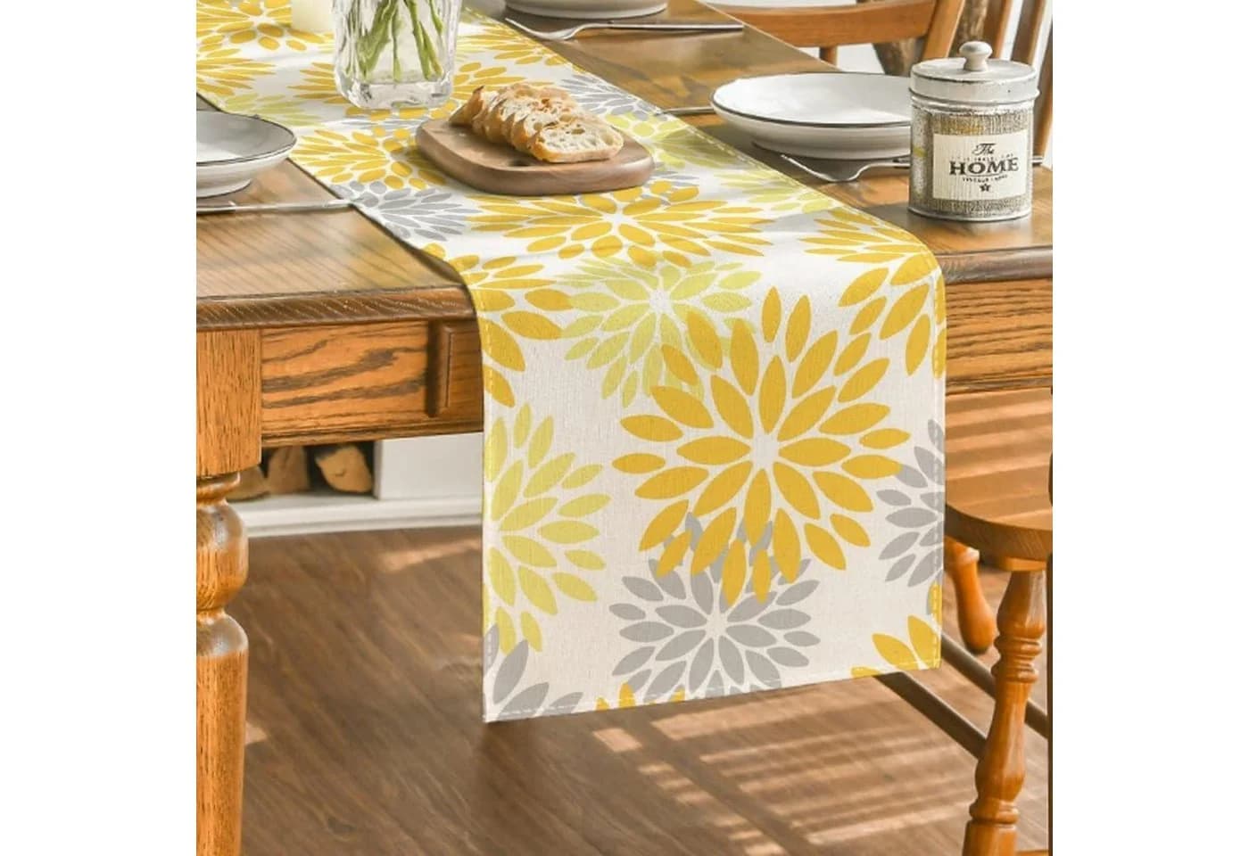 LuxusKollektion Tischläufer Gelb Dahlien Blumen Muster 40x100 cm - Bild 4