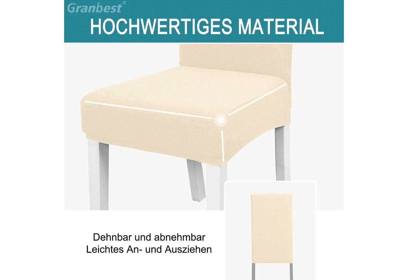LuxusKollektion Stuhlhussen 6er Set Beige Wasserdicht Elastisch - Bild 4