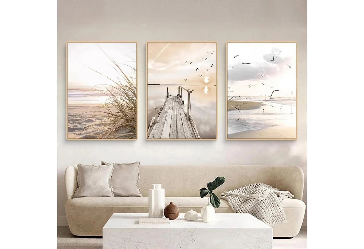 LuxusKollektion Poster Set 3-teilig Küstenstrand Boho Beige - Bild 2