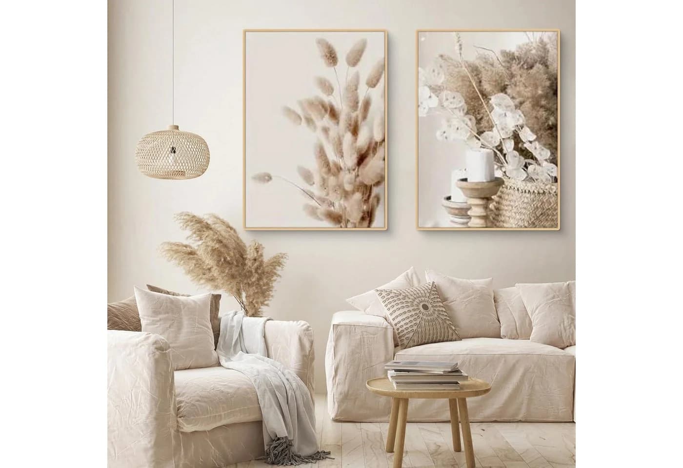 LuxusKollektion Poster 3er Set Boho Beach Landschaft Pampas Beige - Bild 3