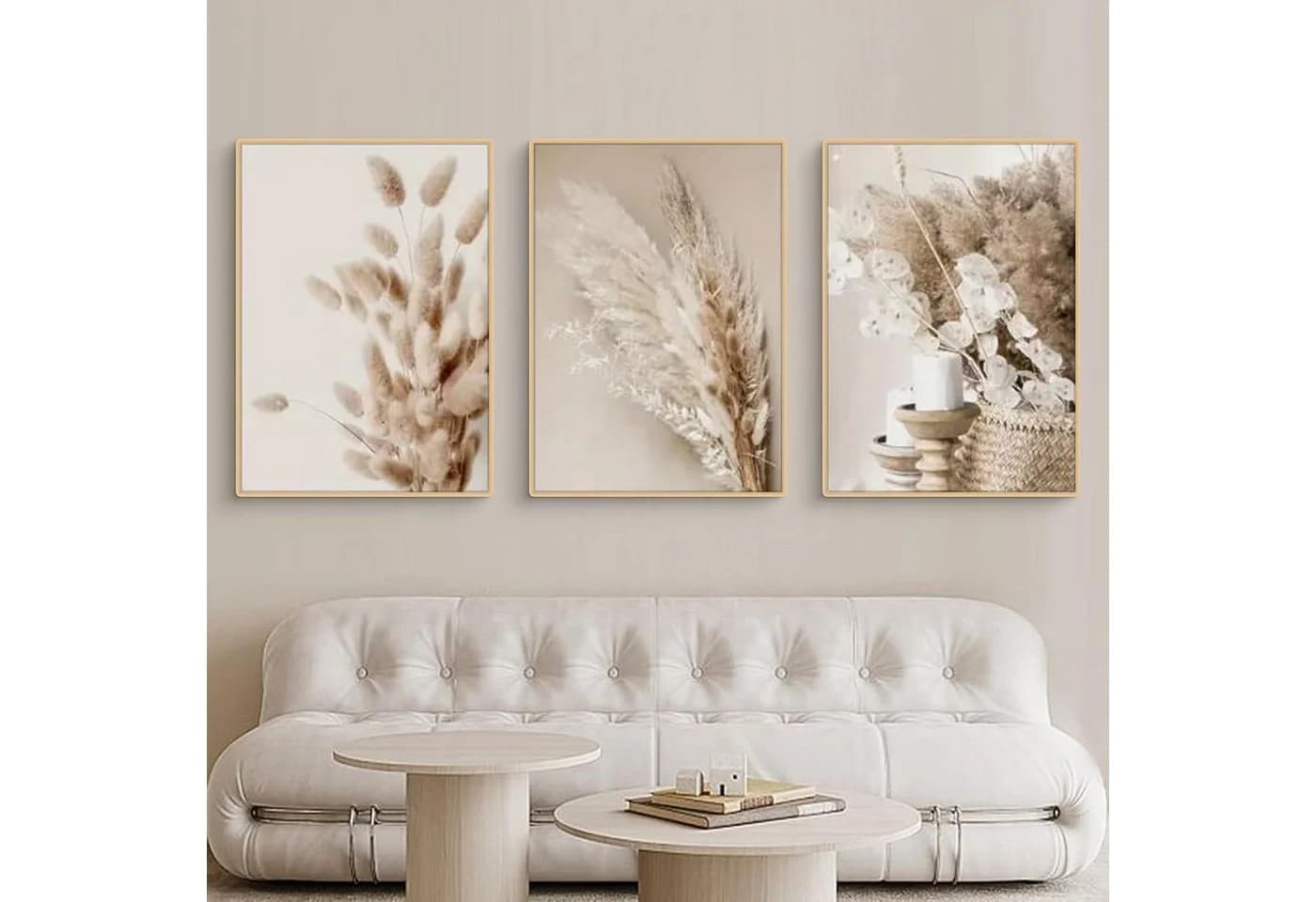 LuxusKollektion Poster 3er Set Boho Beach Landschaft Pampas Beige - Bild 4