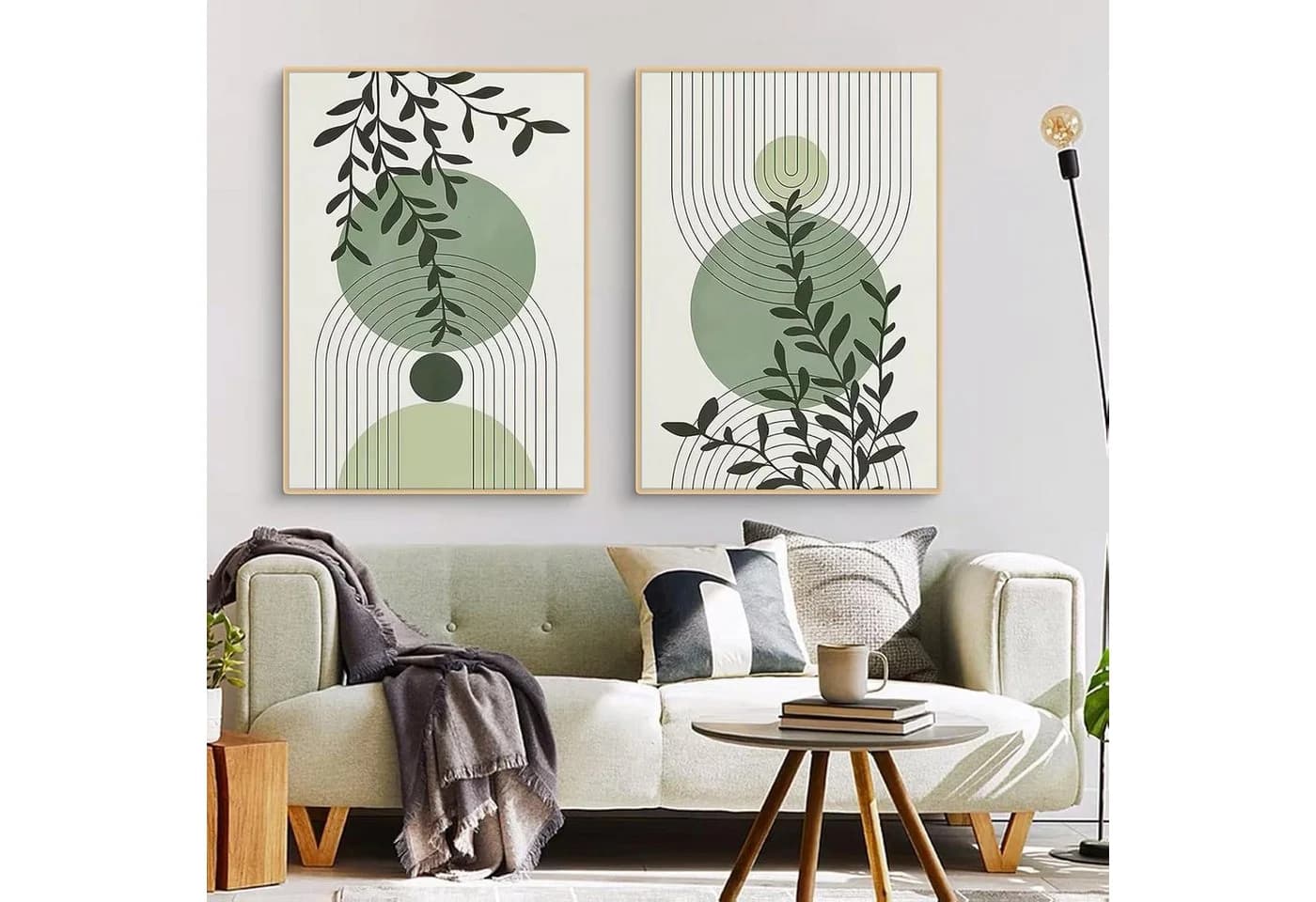 LuxusKollektion 3er Boho Pflanzen Wandbilder Leinwanddruck Grün 40x50cm - Bild 5