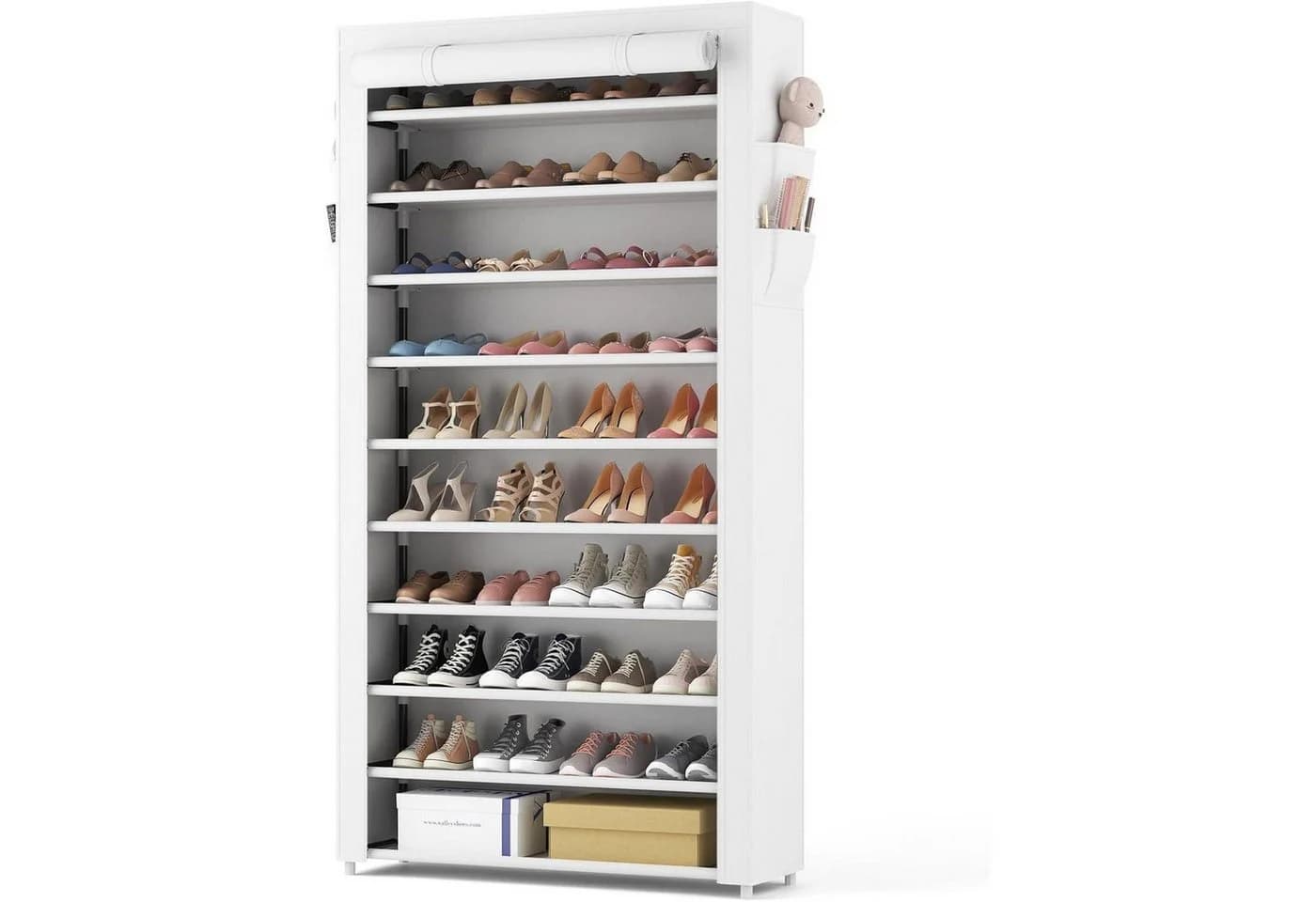 LuxusKollektion Schuhregal 11 Ebenen Weiß Metallgestell - Bild 2