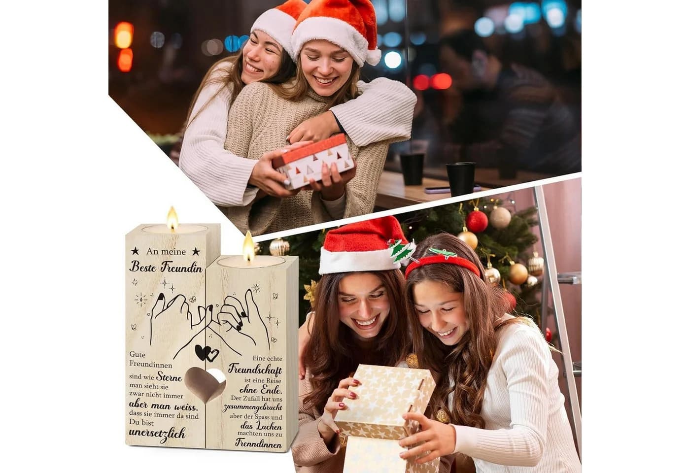 LuxusKollektion Kerzenständer Herzförmig Holz Personalisiert