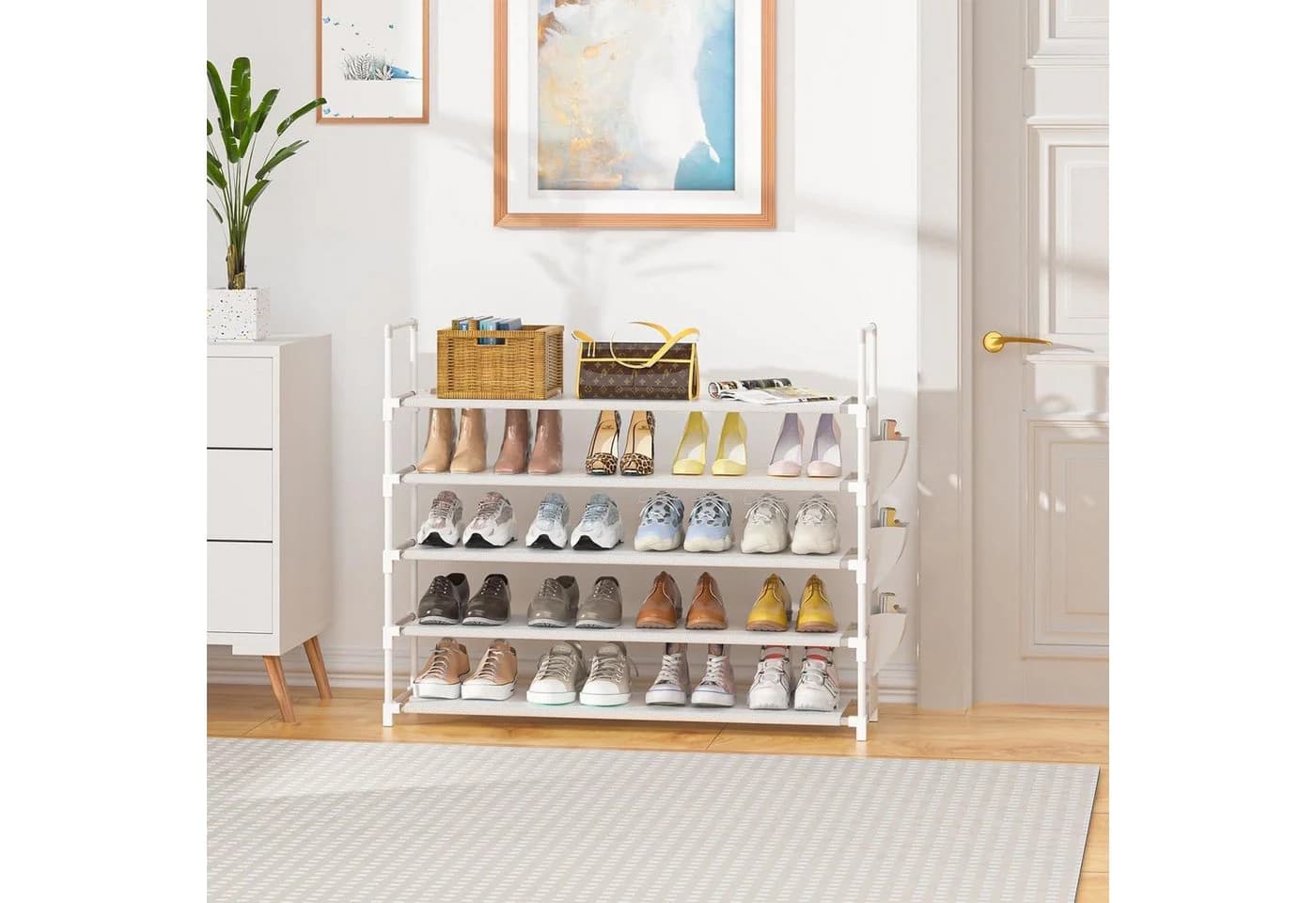 LuxusKollektion 5-Tier Schuhregal Weiß Metall Organizer