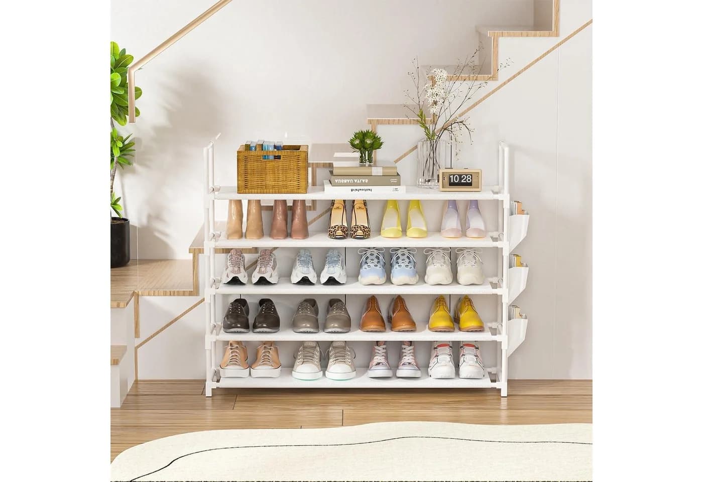 LuxusKollektion 5-Tier Schuhregal Weiß Metall Organizer - Bild 4