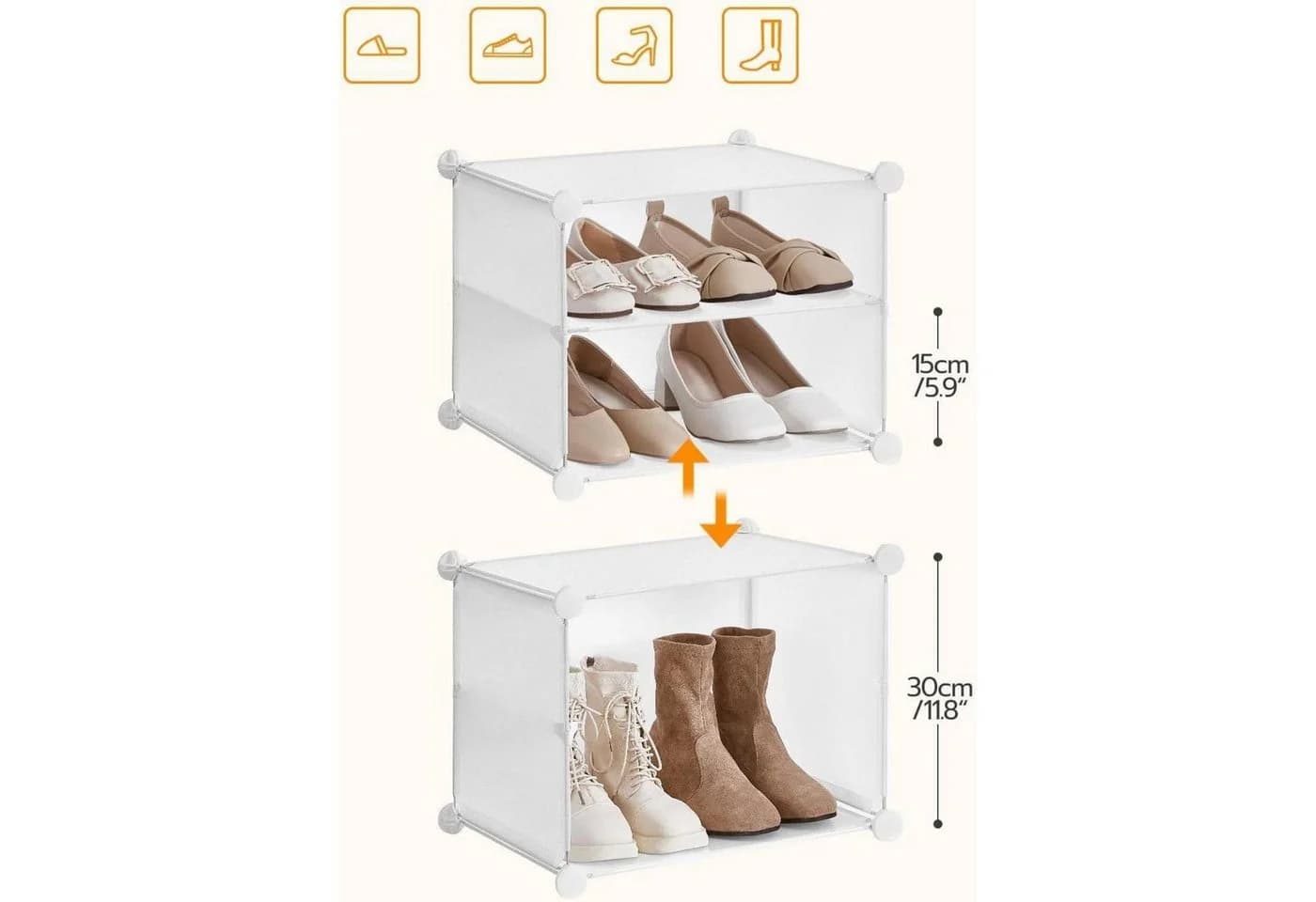 LuxusKollektion Schuhschrank Weiß 16 Fächer 64 Paar - Bild 5