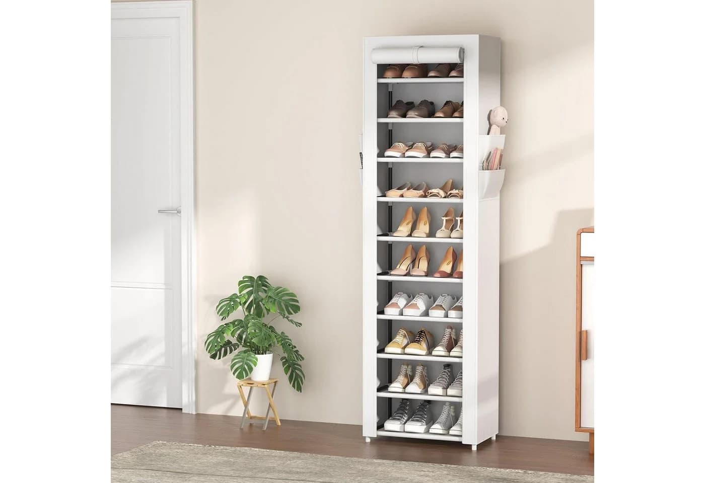 LuxusKollektion Schuhregal 11 Ebenen Weiß mit staubdichtem Überzug