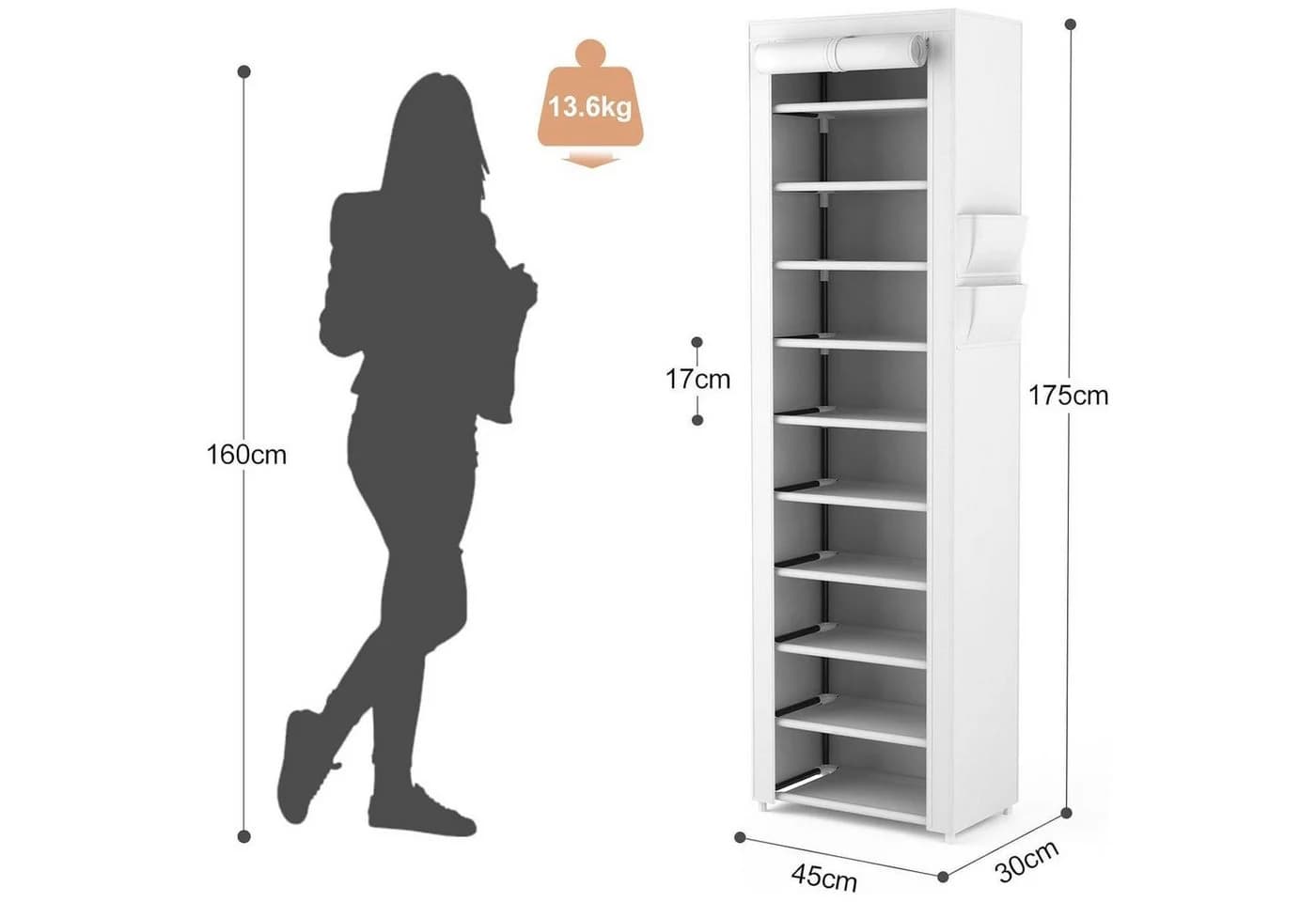 LuxusKollektion Schuhregal 11 Ebenen Weiß mit staubdichtem Überzug - Bild 3