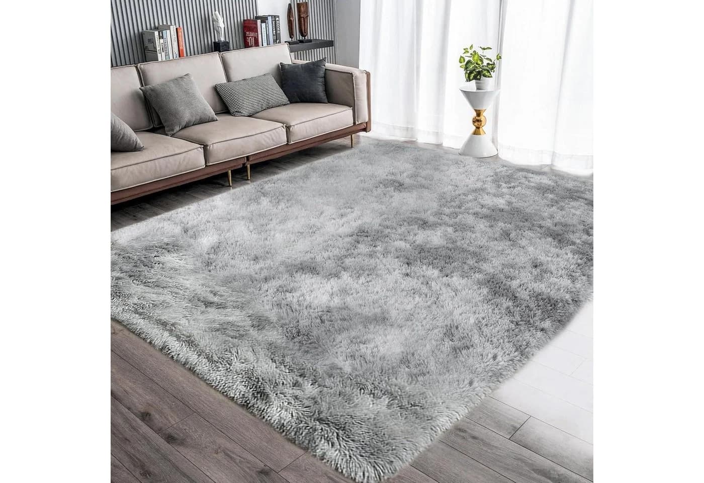LuxusKollektion Langflor-Teppich Grau Weiß Rutschfest - Bild 2