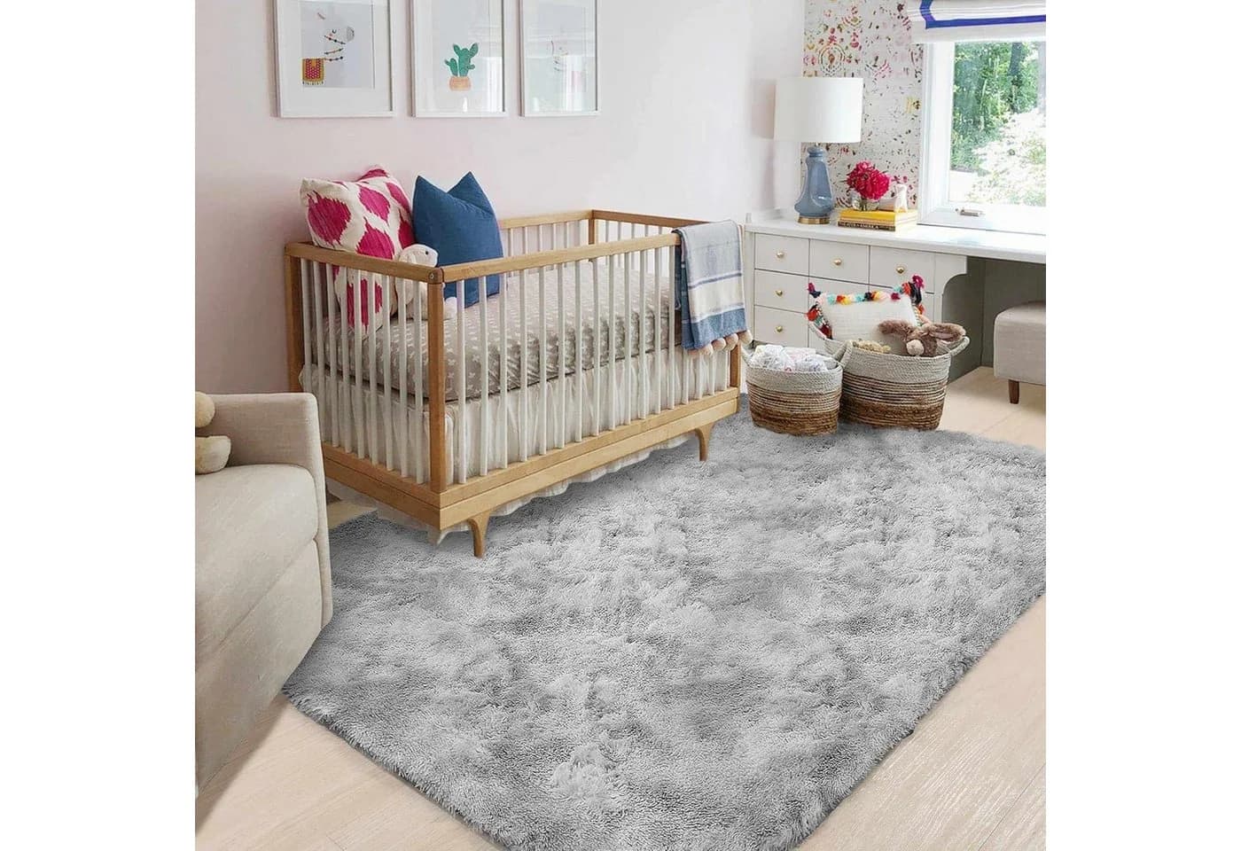 LuxusKollektion Langflor-Teppich Grau Weiß Rutschfest - Bild 3