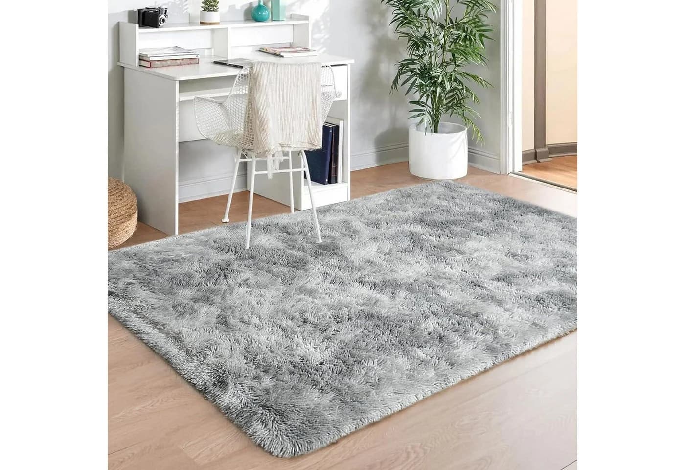 LuxusKollektion Langflor-Teppich Grau Weiß Rutschfest - Bild 4