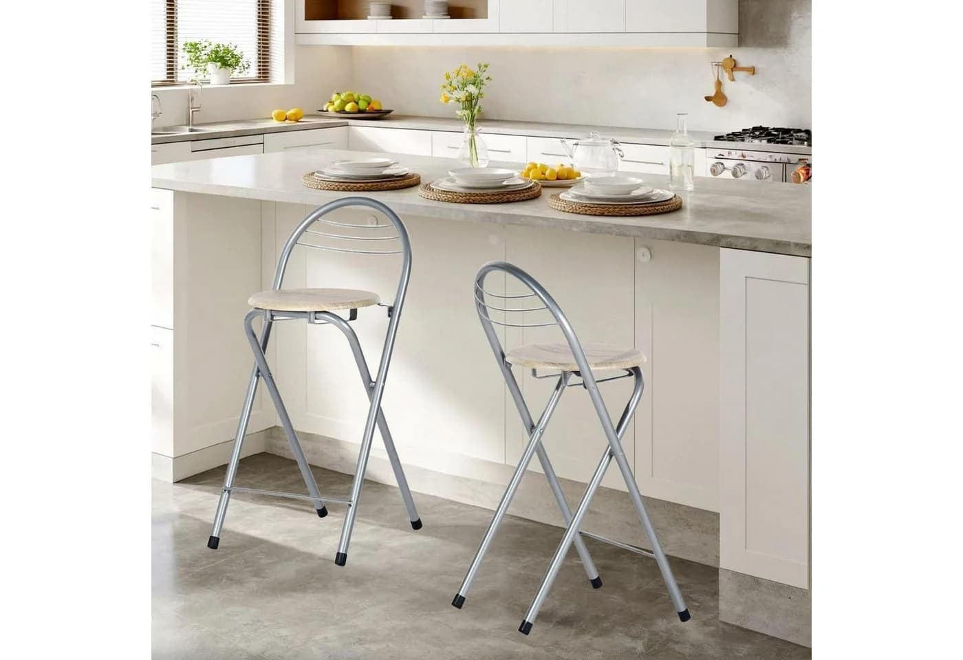 LuxusKollektion Barhocker klappbar outdoor Silber Holzmaserung - Bild 5