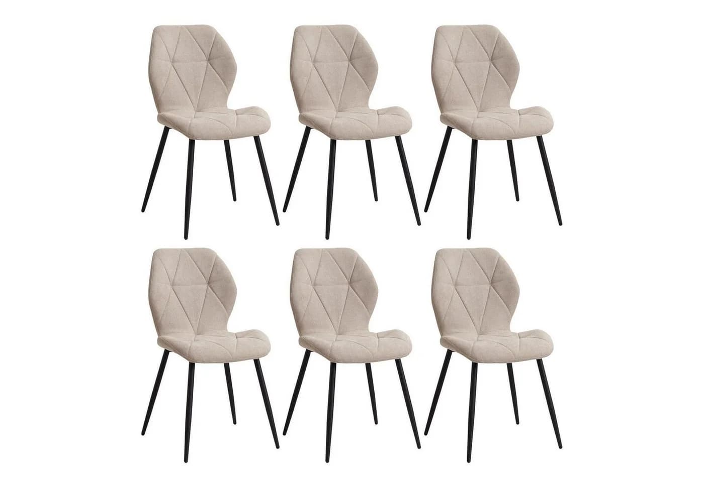LuxusKollektion Esszimmerstuhl 6er Set gepolstert Beige Metallbeine - Bild 2