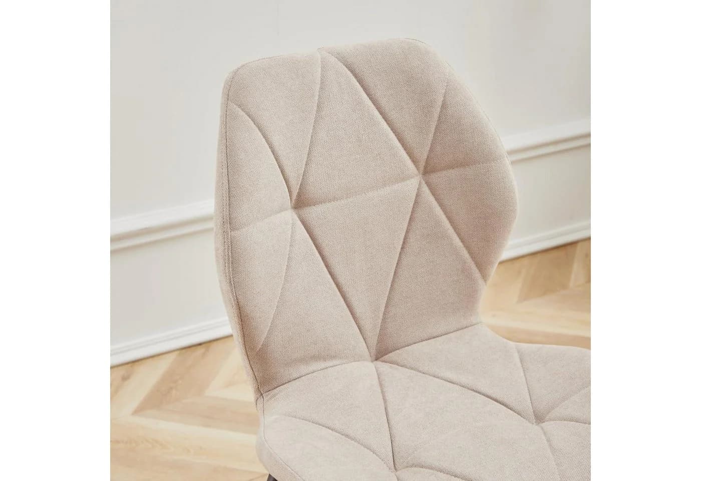 LuxusKollektion Esszimmerstuhl 6er Set gepolstert Beige Metallbeine - Bild 4