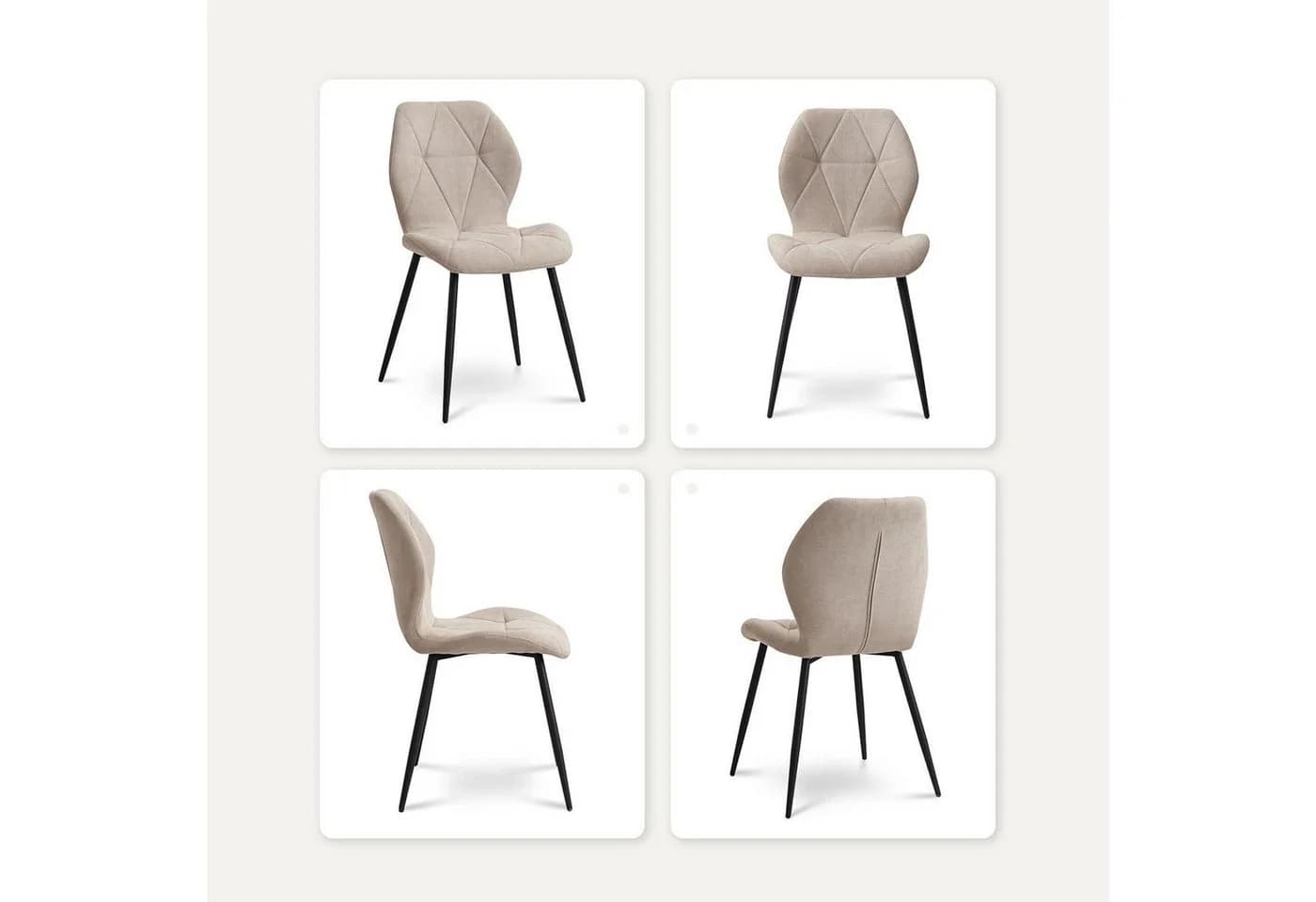 LuxusKollektion Esszimmerstuhl 6er Set gepolstert Beige Metallbeine - Bild 5