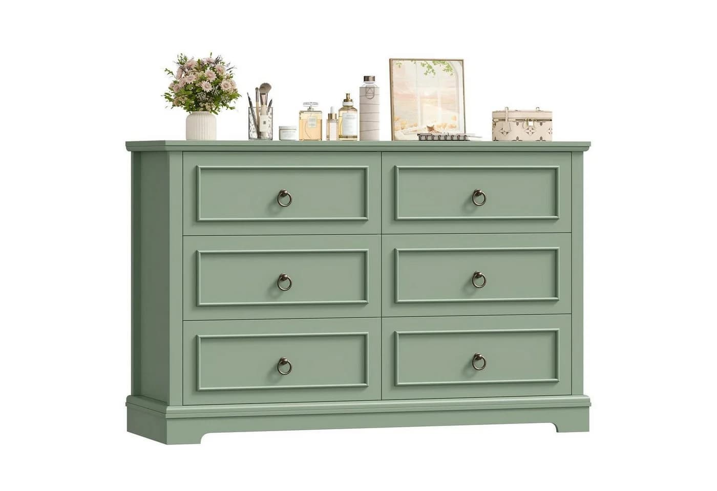 LuxusKollektion Kommode 6 Schubladen Grün Holzmaserung Sideboard - Bild 2
