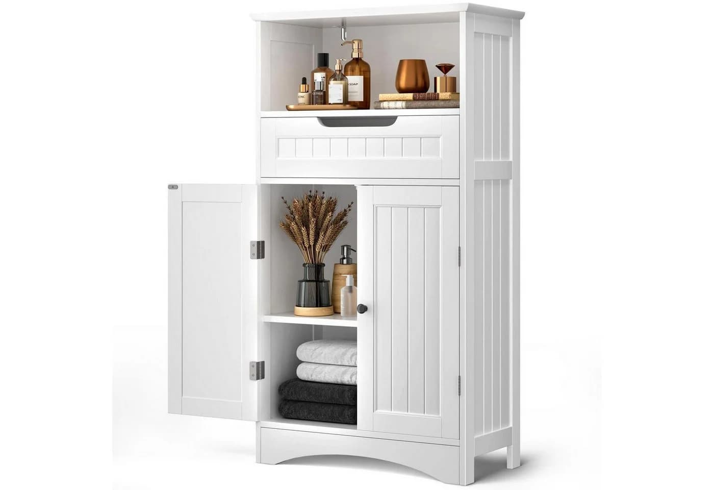LuxusKollektion Badezimmerschrank Weiß 2 Türen Schublade - Bild 2