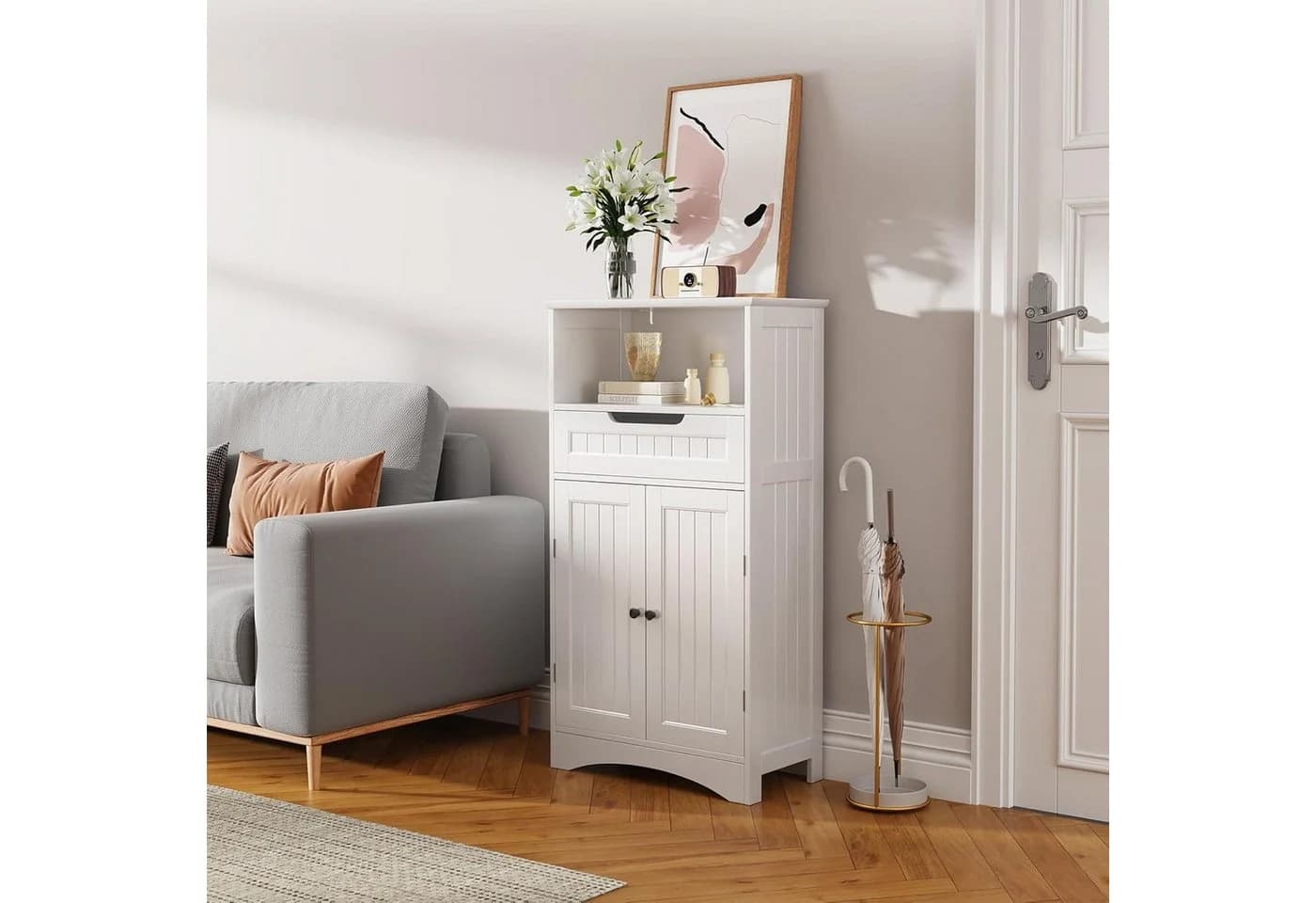 LuxusKollektion Badezimmerschrank Weiß 2 Türen Schublade - Bild 4