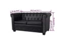 LuxusKollektion Chesterfield-Sofa 2-Sitzer Schwarz Kunstleder Bild 1