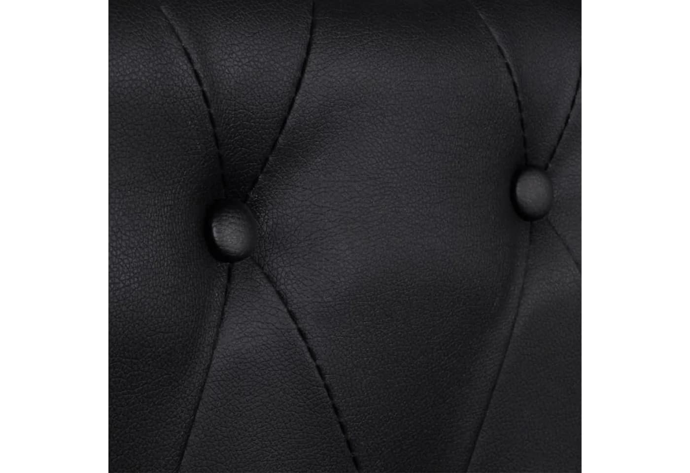 LuxusKollektion Chesterfield-Sofa 2-Sitzer Schwarz Kunstleder - Bild 5