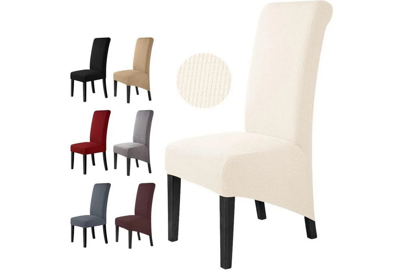 LuxusKollektion Stuhlbezug Cremeweiß XL 2er Set Stretch - Bild 2