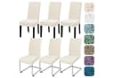 LuxusKollektion Stuhlbezug Stretch Samt 6er Set Beige Bild 2
