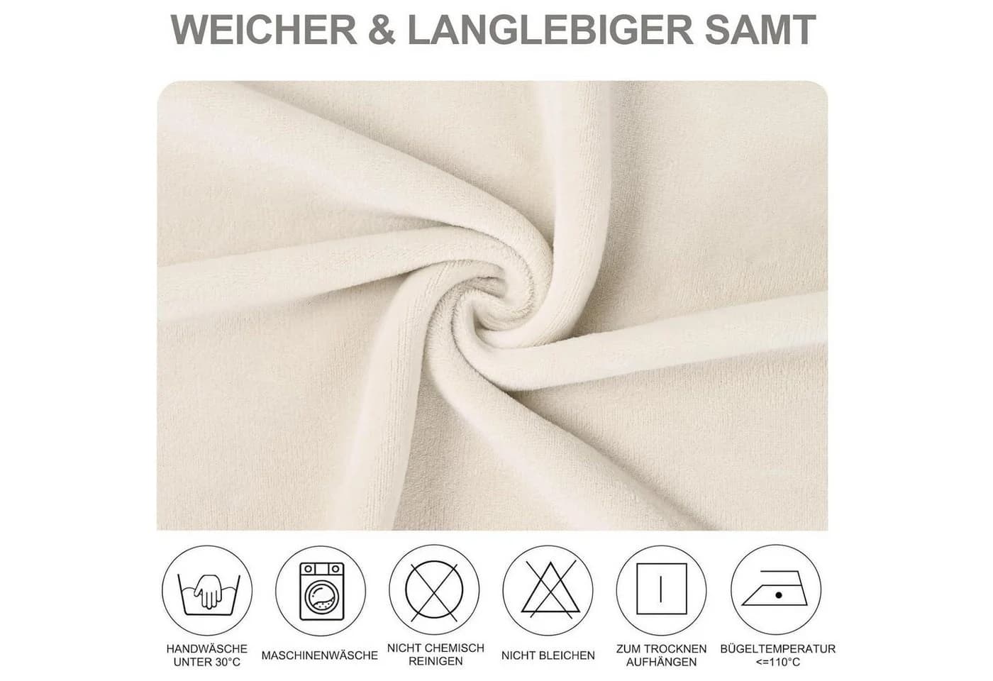 LuxusKollektion Stuhlbezug Stretch Samt 6er Set Beige - Bild 4