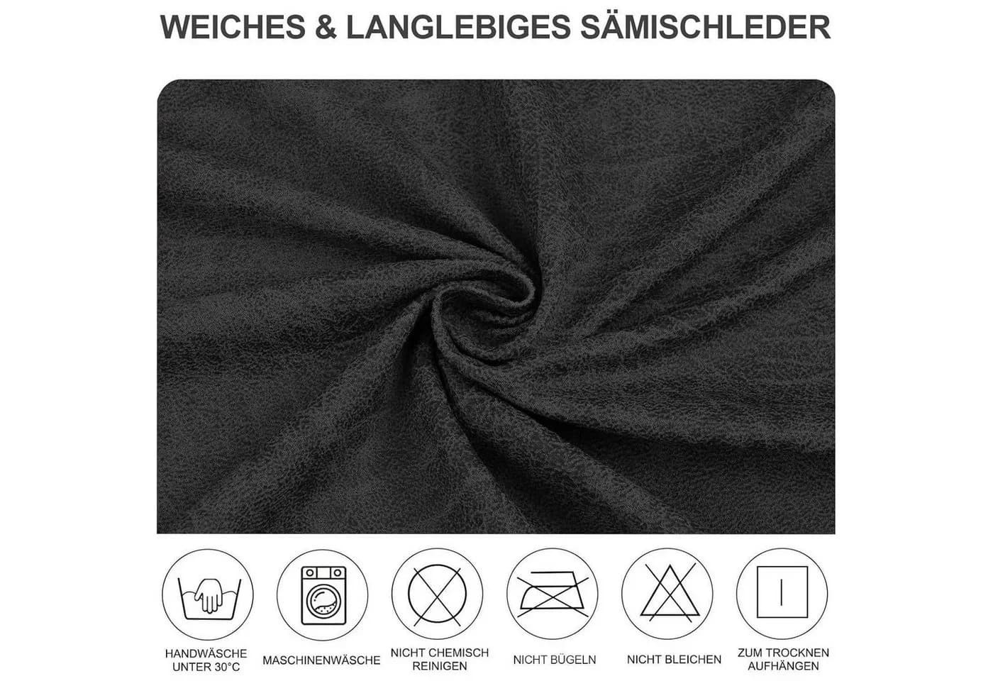 LuxusKollektion Stuhlhussen Schwarz 4er Set Sämischleder Stretch - Bild 4