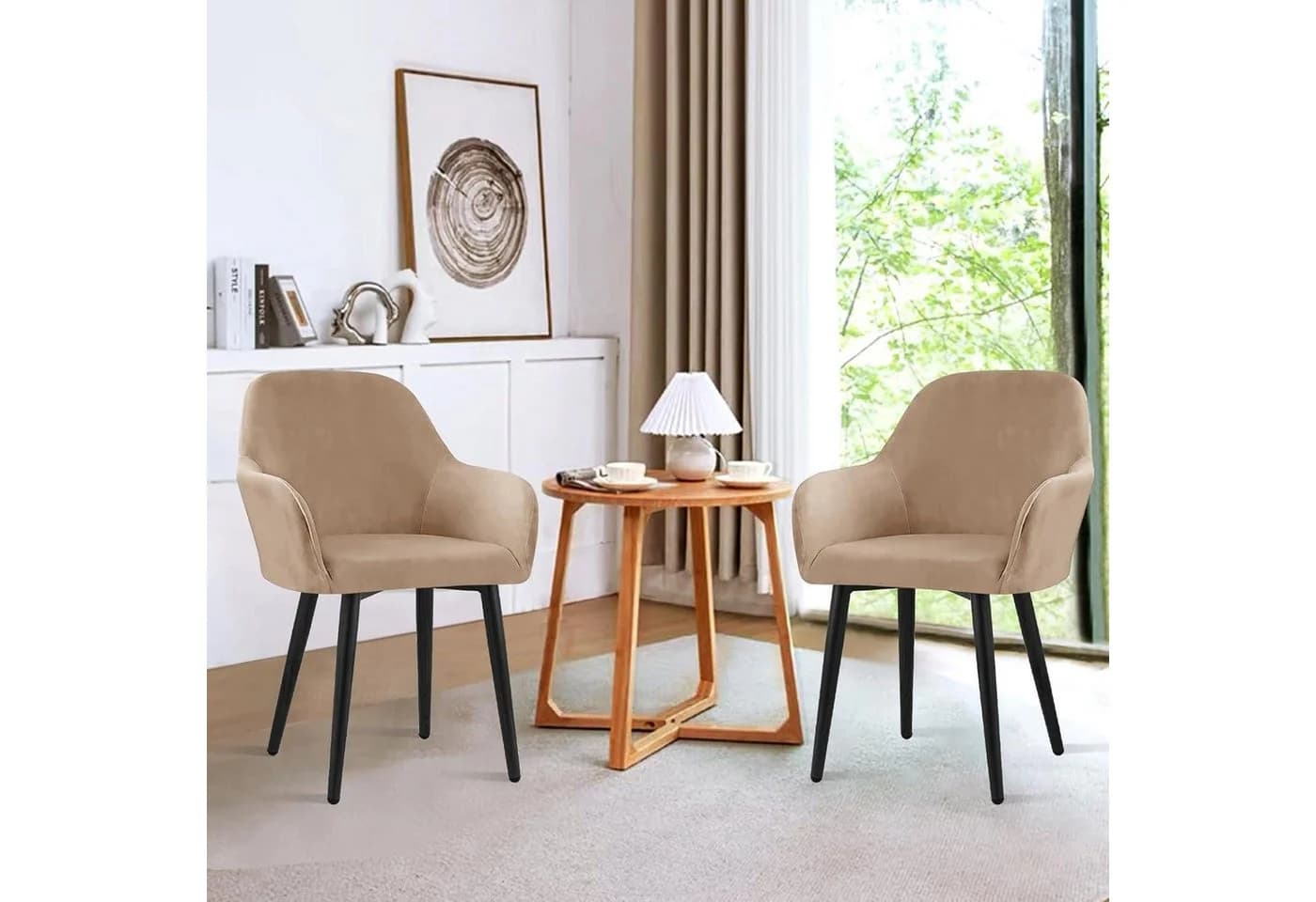 LuxusKollektion Stuhlhussen Samt Stretch 4er Set Kamel