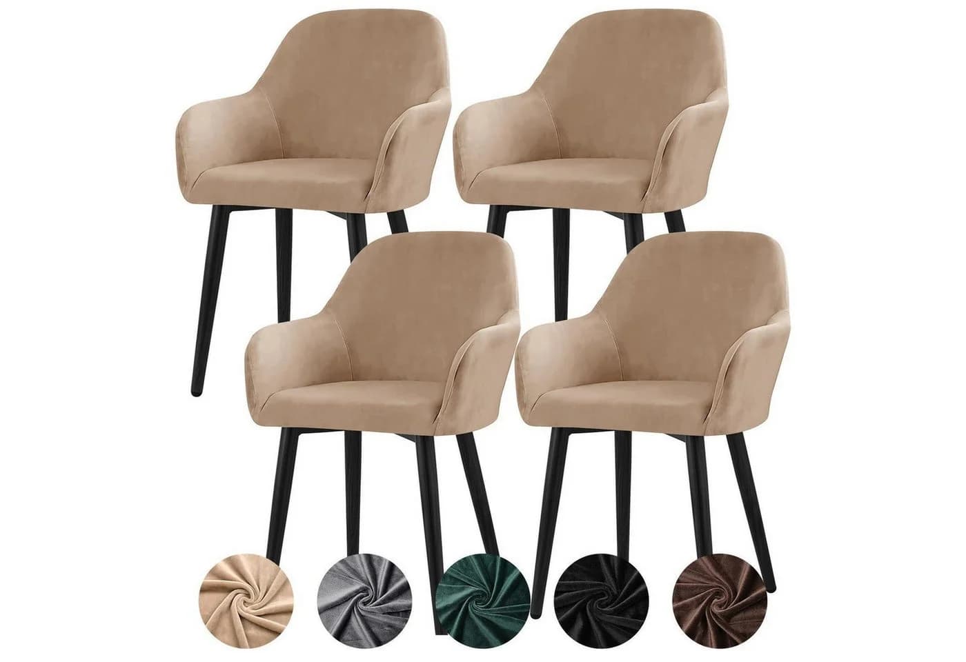 LuxusKollektion Stuhlhussen Samt Stretch 4er Set Kamel - Bild 2