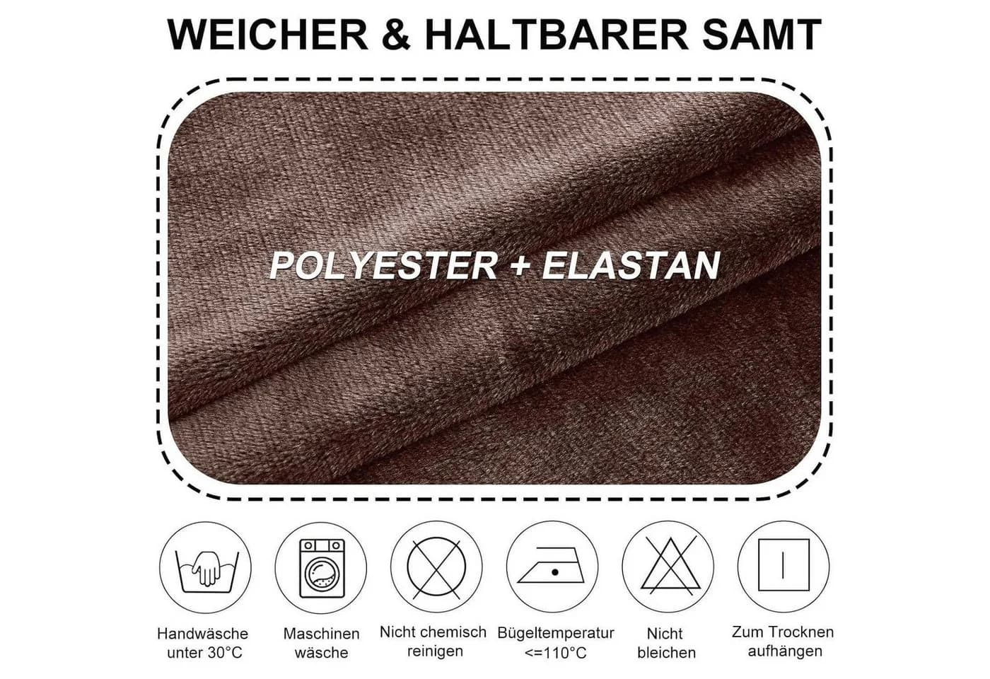 LuxusKollektion Stuhlhusse Samt Stretch 4erSet Braun - Bild 4