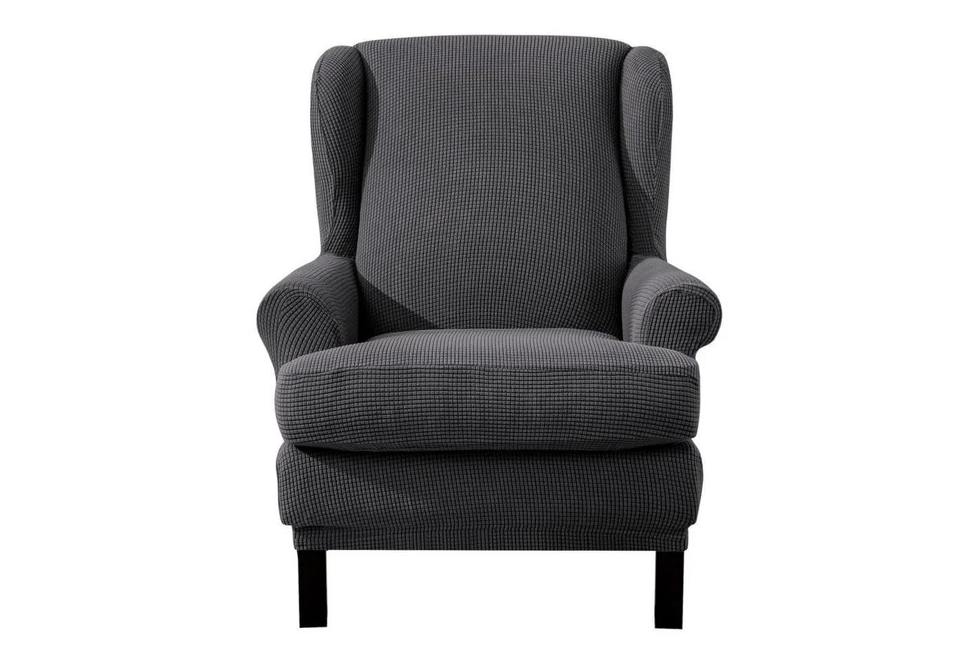 LuxusKollektion Sesselhülle 2-teilig Elastisch Jacquard Dunkelgrau - Bild 2