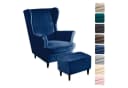 LuxusKollektion Hussen-Set Ohrensessel Marineblau 3-teilig Samt Bild 2