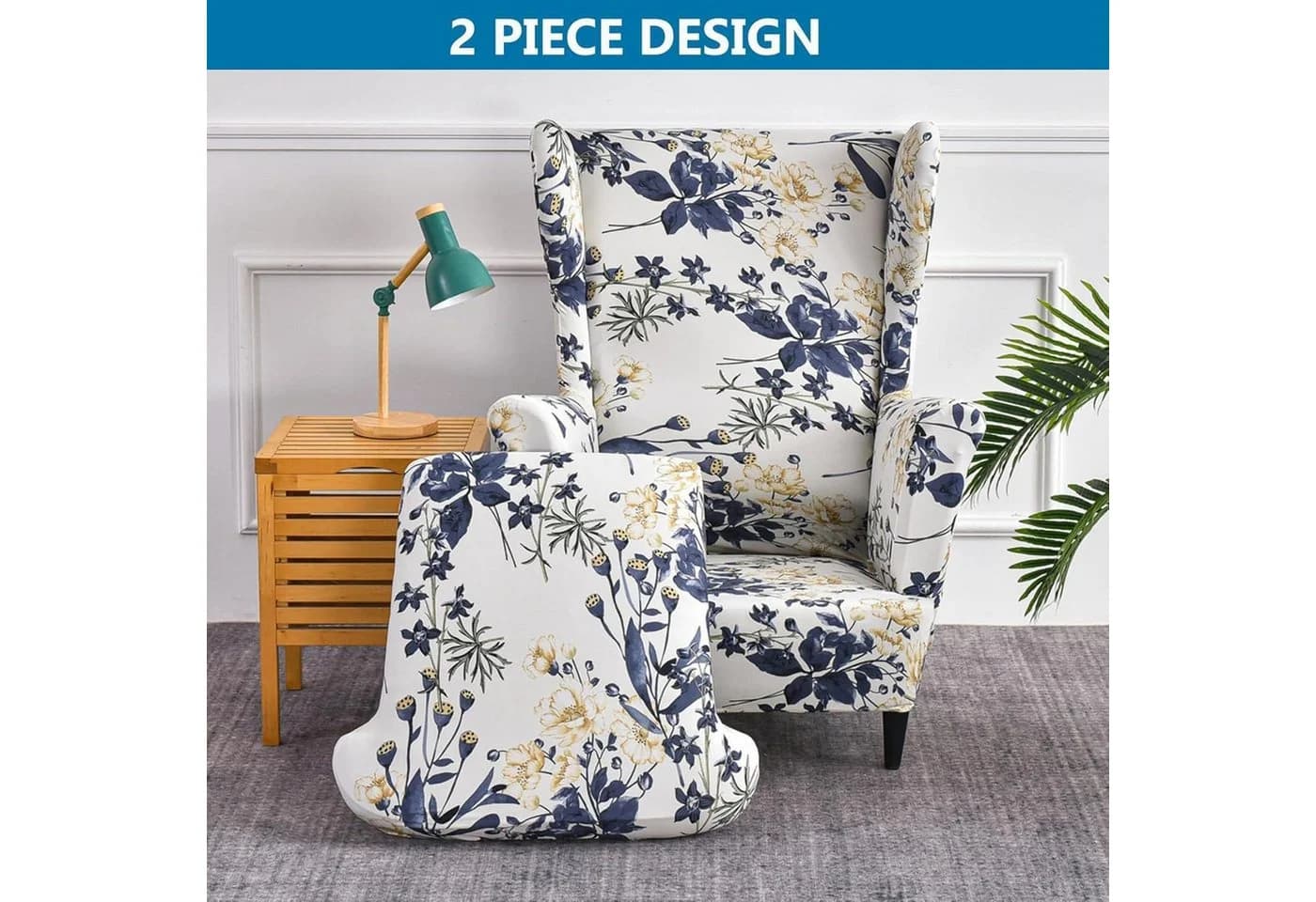LuxusKollektion Ohrensesselüberzug 2-teilig Sea of Flowers blau - Bild 3