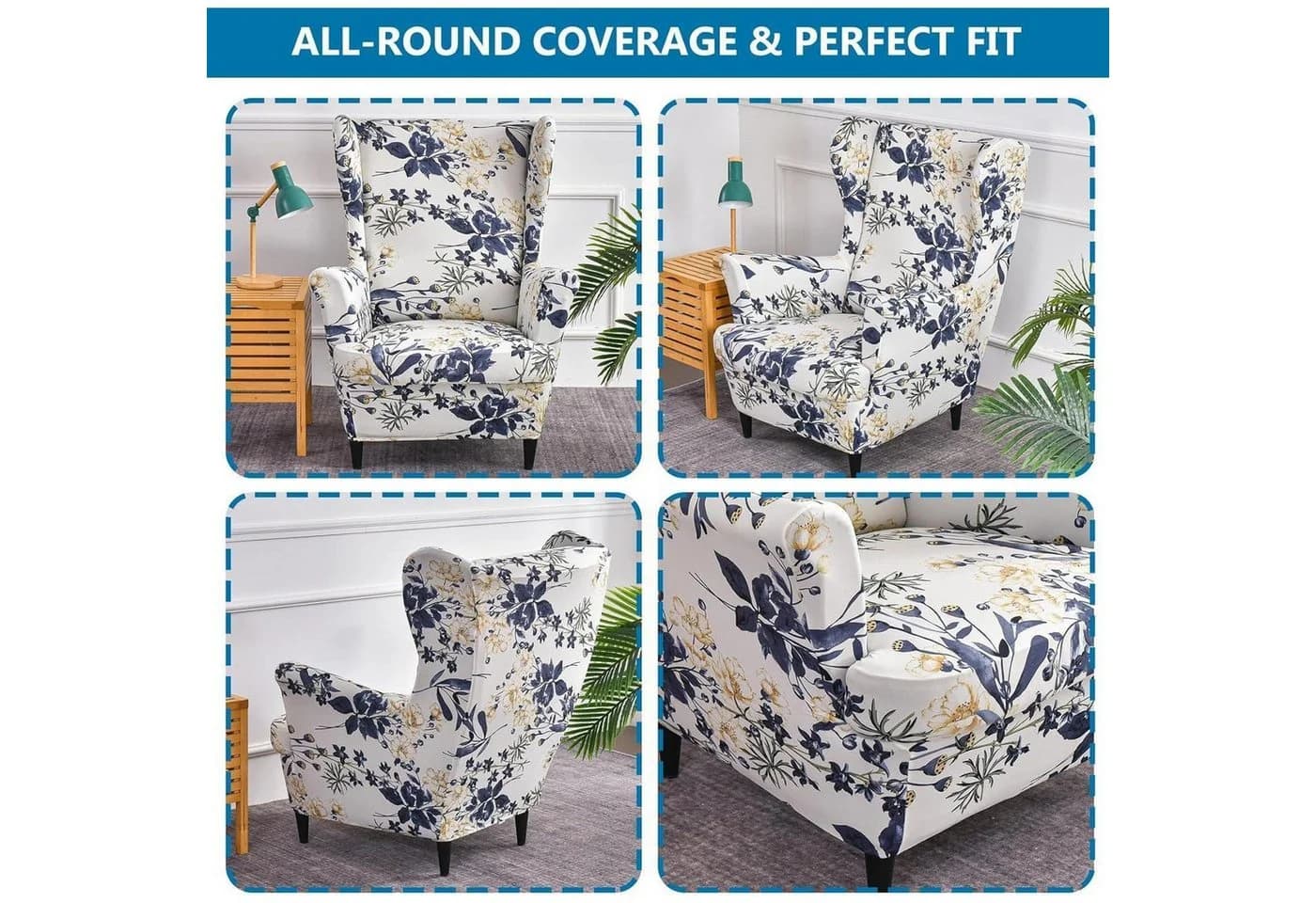 LuxusKollektion Ohrensesselüberzug 2-teilig Sea of Flowers blau - Bild 4