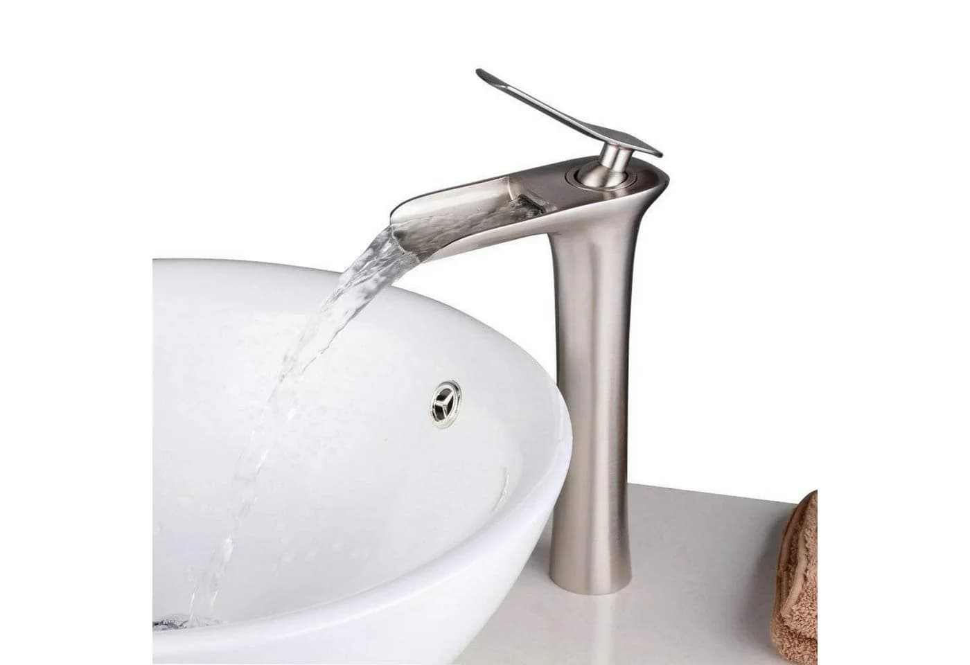 LuxusKollektion Waschtischarmatur Wasserfall Einhandmischer Tall Nickel-Finish - Bild 2