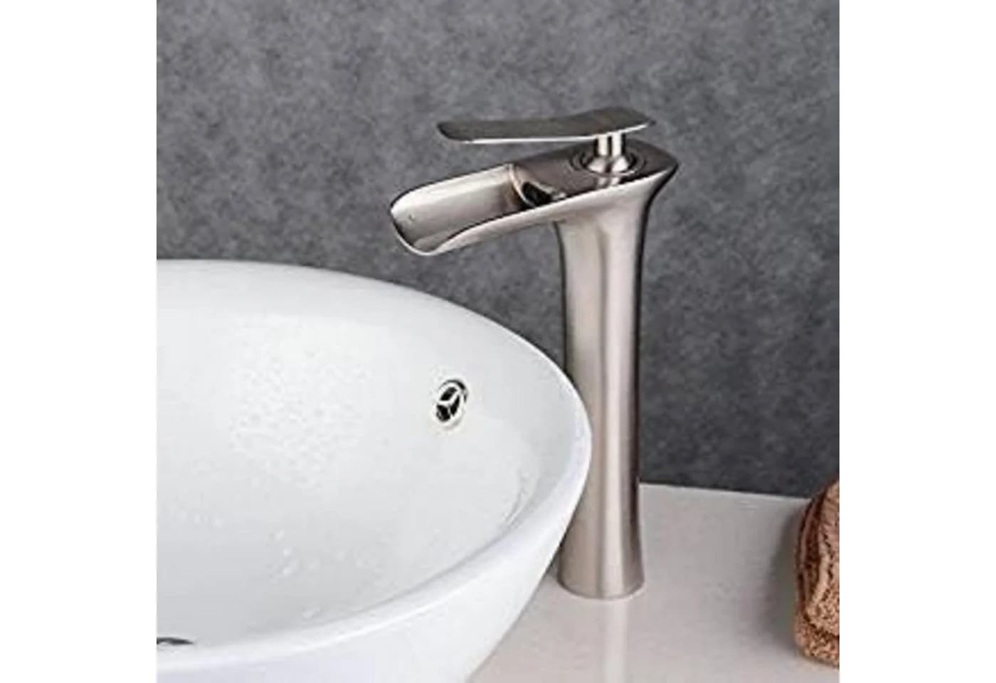 LuxusKollektion Waschtischarmatur Wasserfall Einhandmischer Tall Nickel-Finish - Bild 3