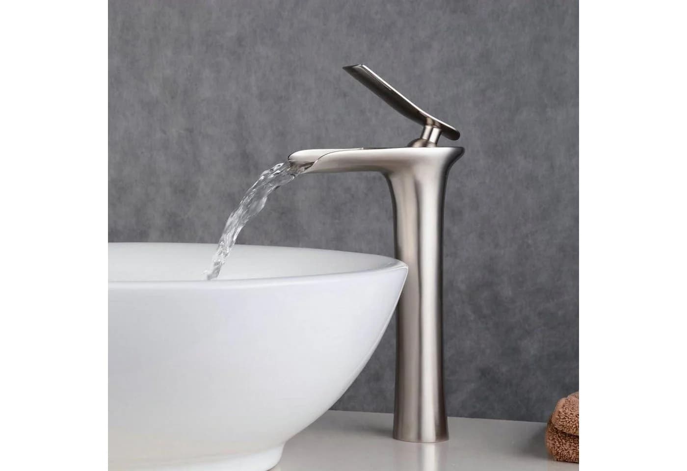 LuxusKollektion Waschtischarmatur Wasserfall Einhandmischer Tall Nickel-Finish - Bild 5