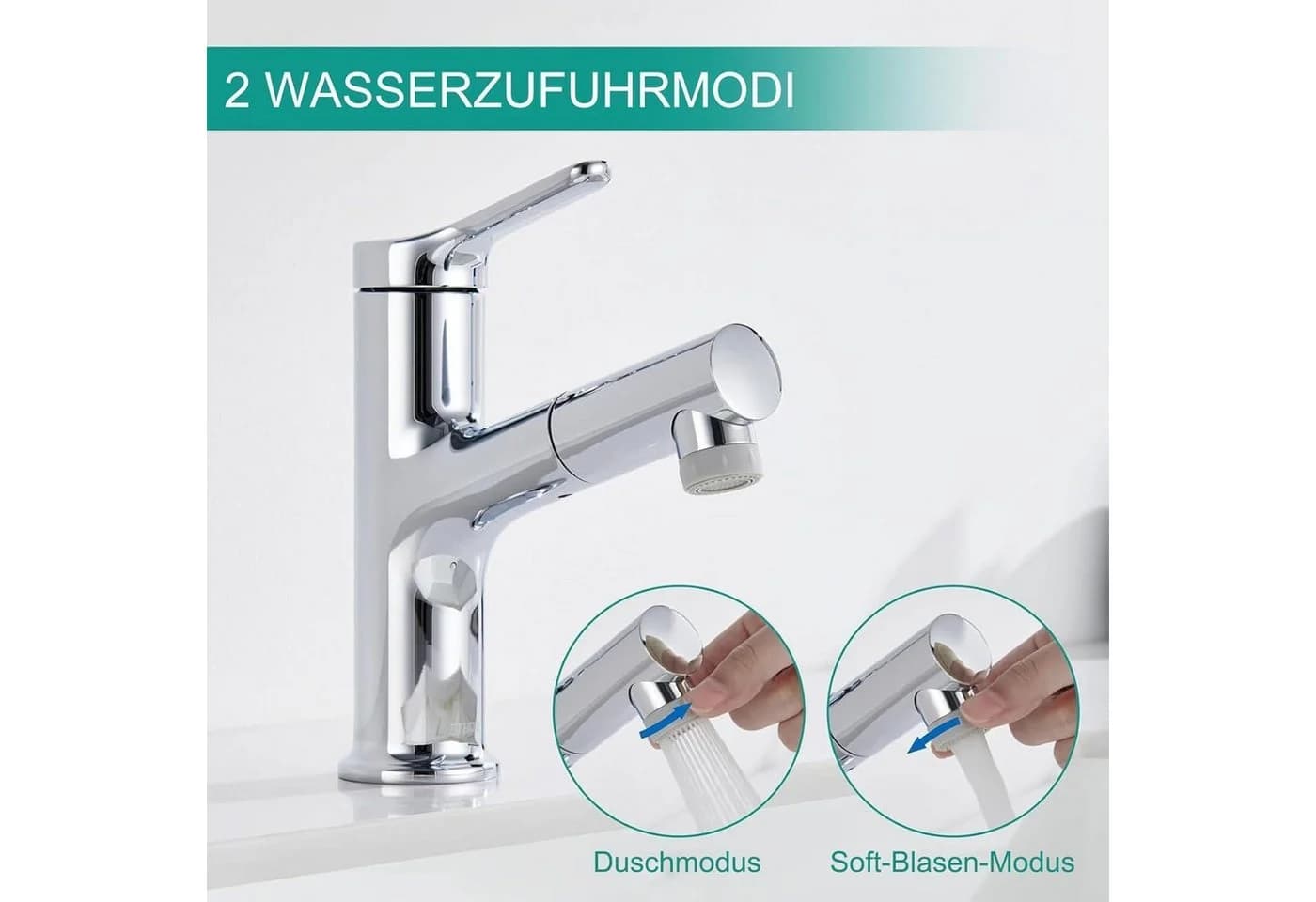LuxusKollektion Waschtischarmatur Einhebelmischer Ausziehbar Chrom