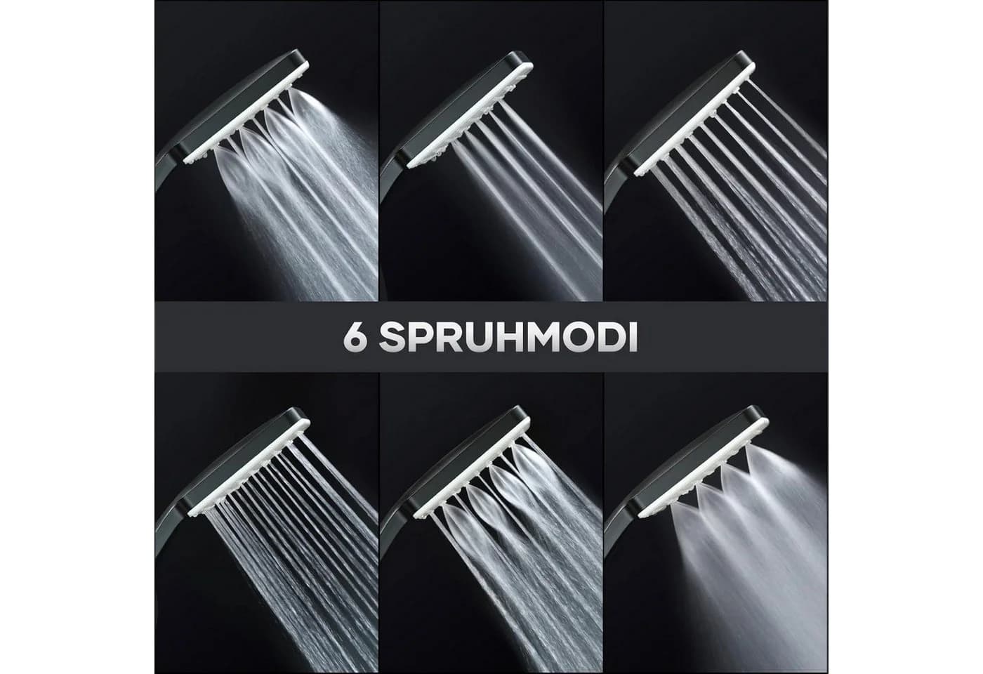 LuxusKollektion Regenduschkopf Schwarz 6 Strahlarten - Bild 5