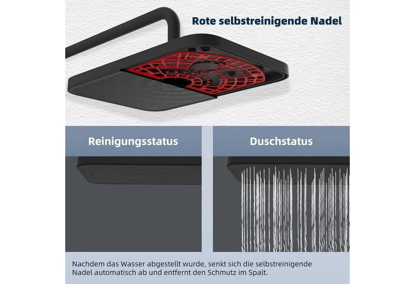 LuxusKollektion Regenduschkopf Mattschwarz Selbstreinigend 360°